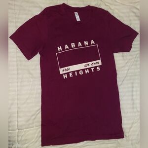 Habana Heights T-Shirt, Women's Small, Maroon.